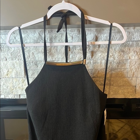 Inc International Concepts Black Halter Dress with gold accent piece size Small - Picture 3 of 9